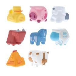 Nuby Farm Animal Bath Toys – Stackable Baby Water Toy Set with Cute Characters, Interactive Play for Sensory Development & Motor Skills, Soft Material, Easy to Clean, Safe for Bath Time Fun
