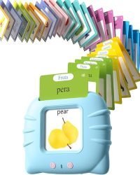 Airbition Bilingual Spanish and English Talking Flash Cards for Ages 2+, Pocket Speech Therapy Tools with 512 Words, Montessori Language Learning and Autism Aids, Children’s Sensory Learning Kit